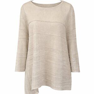 Chico's Travelers Cream and Gold Shimmer Angled Tunic Size 3